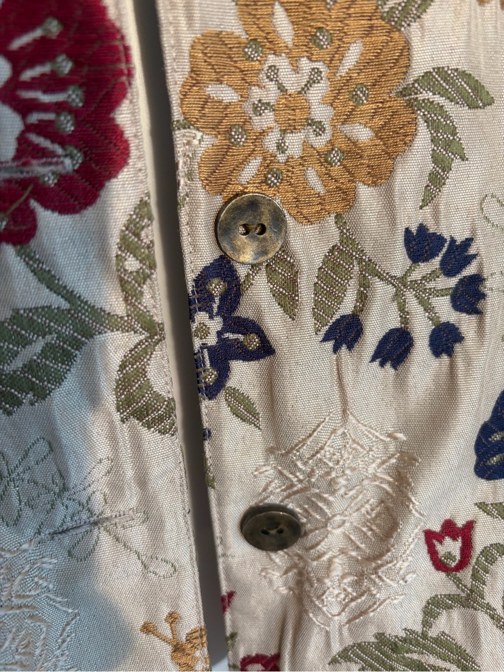 #883 Alfred Dunner Vintage Beige Embroidered Floral Stand-Collar Jacket - Picture 3 of 12